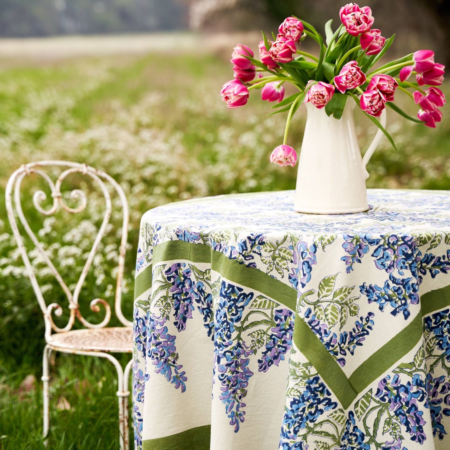 Wisteria Blue & Green Tablecloth