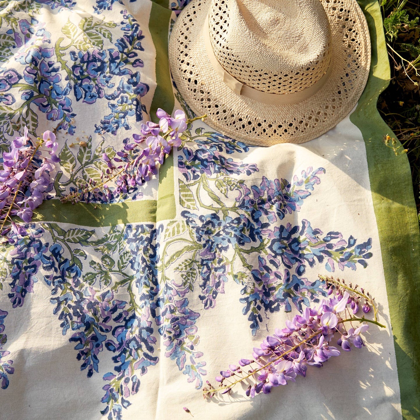 Wisteria Blue & Green Tablecloth