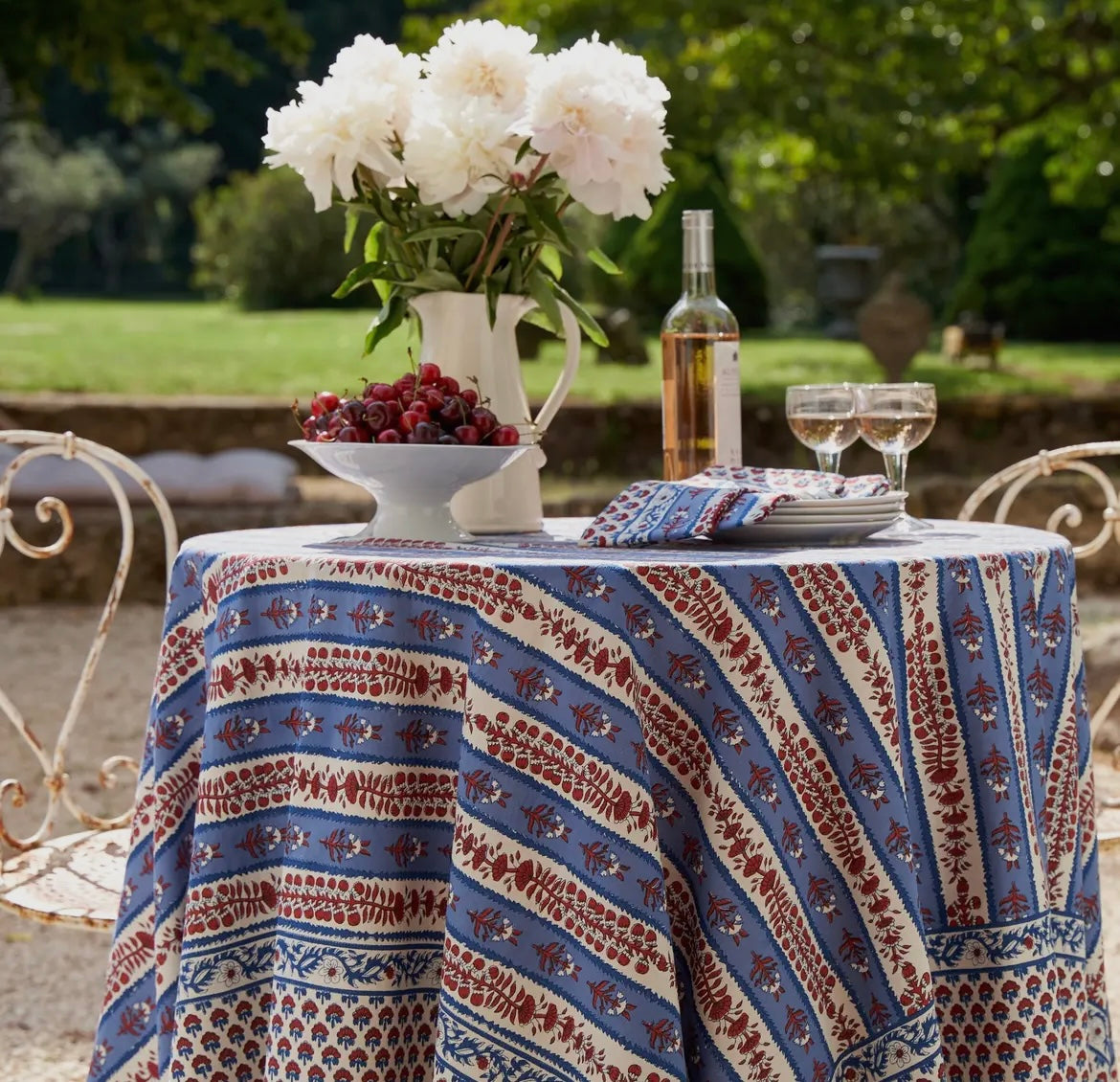 Provence Avignon Red & Blue Tablecloth