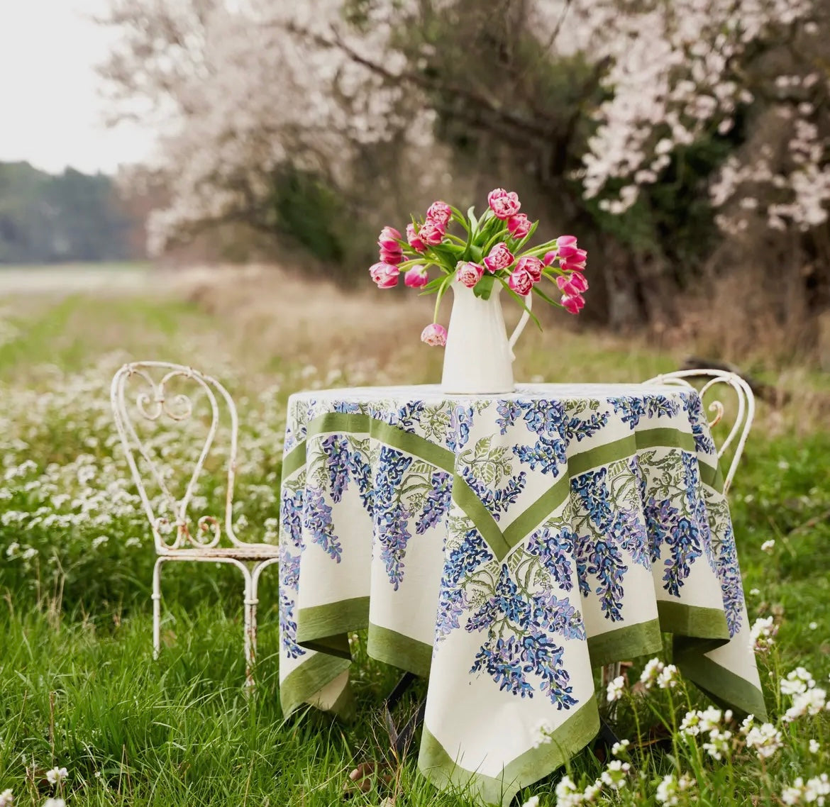 Wisteria Blue & Green Tablecloth