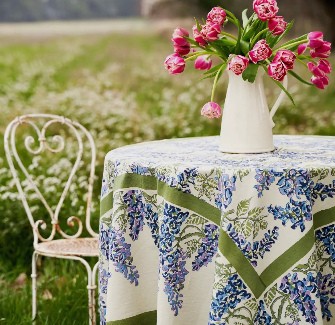 Wisteria Blue & Green Tablecloth