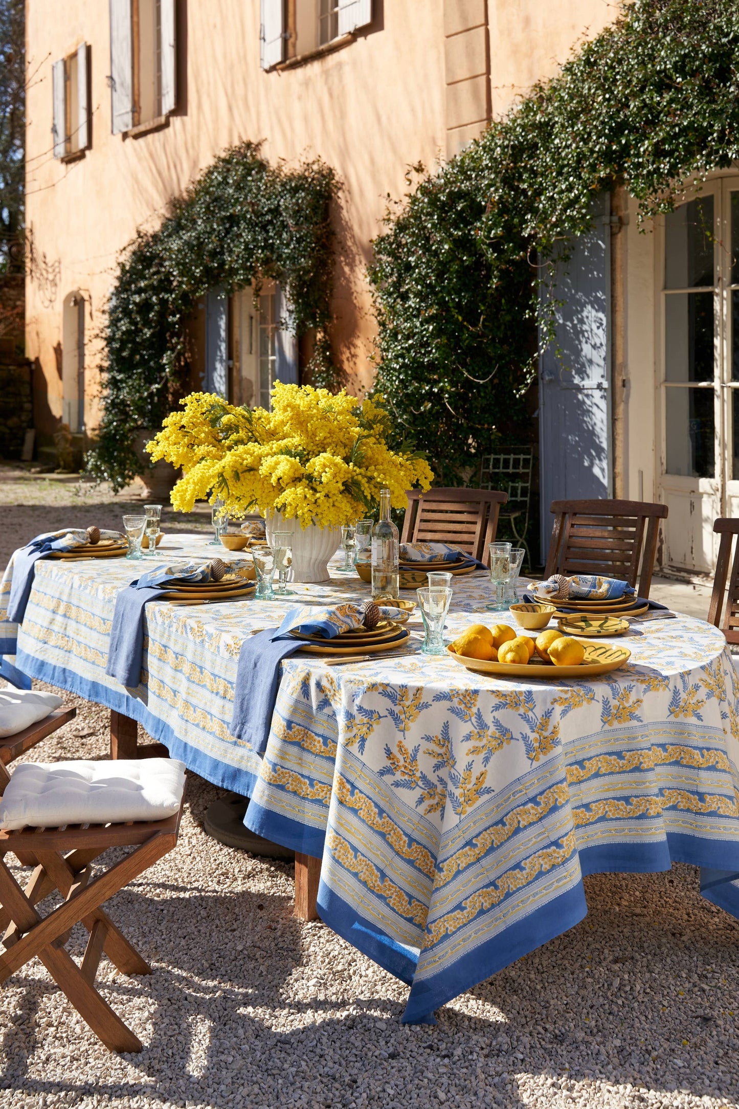 Mimosa Blue & Yellow French Tablecloth
