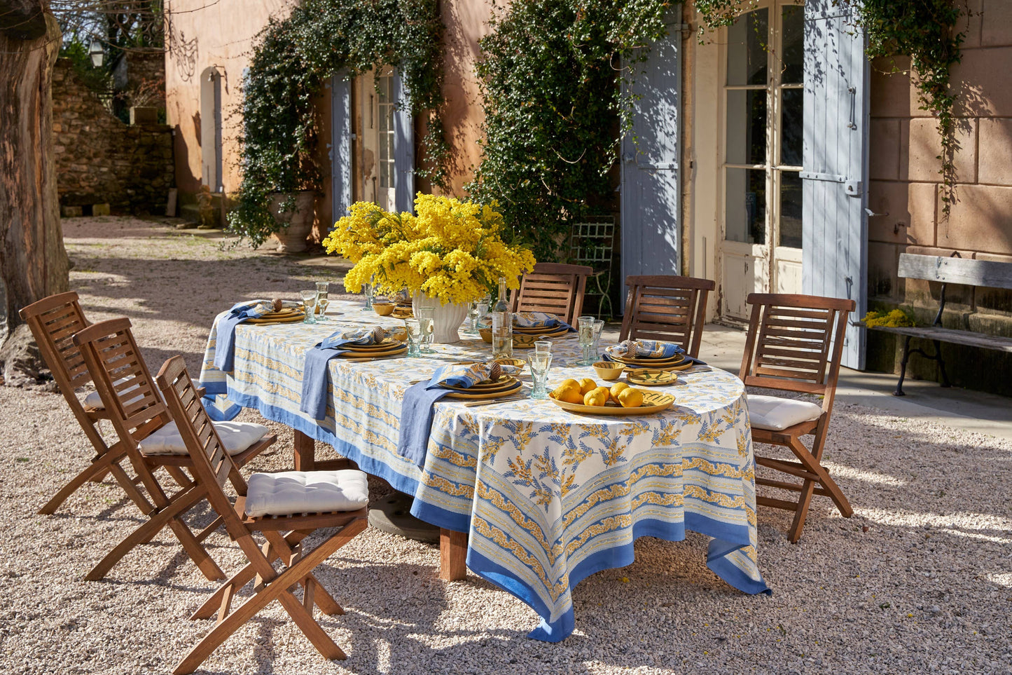Mimosa Blue & Yellow French Tablecloth